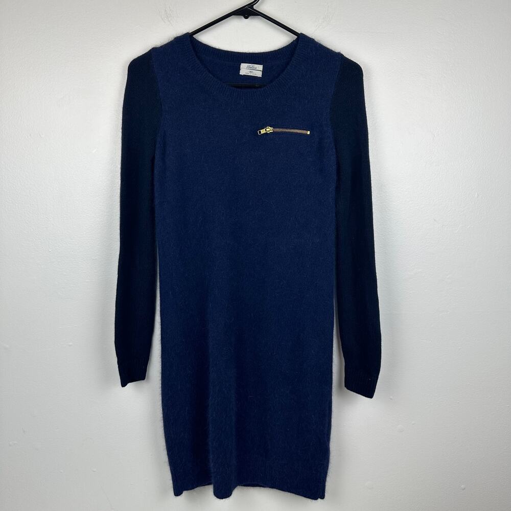 Madewell Wallace Womens Rabbit Hair Blend Academia Tunic Sweater Navy Blue XS